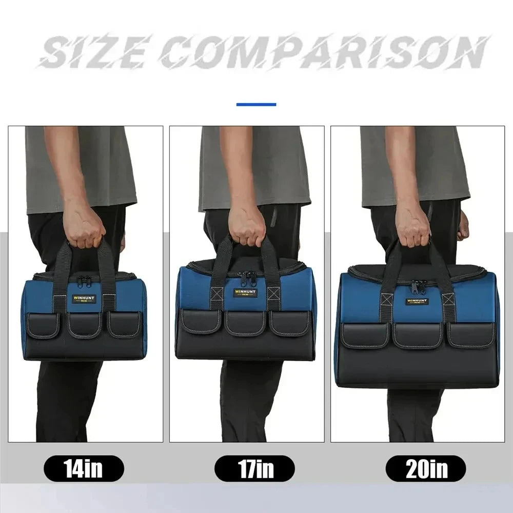 New Tool Bag with 30% More Capacity Waterproof Multi Pockets Tool Organizer Tool Pouch for Electrician Tools