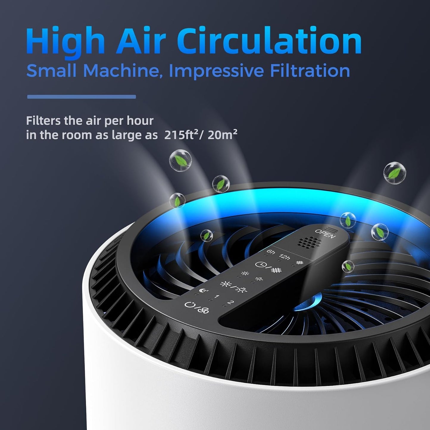 Air Purifiers for Home, Air Purifier Air Cleaner for Smoke Pollen Dander Hair Smell Portable Air Purifier with Sleep Mode Speed Control for Bedroom Office Living Room, MK01- White