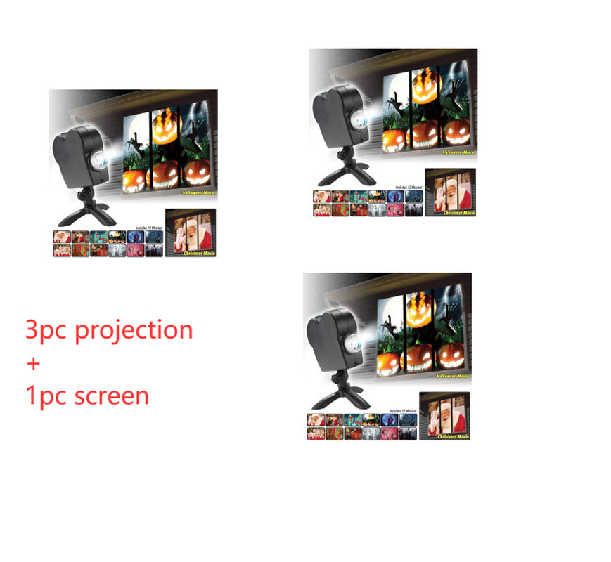 Halloween Christmas Laser Projector 12 Movies Disco Light Mini Window Home Theater Projector Indoor Outdoor Projector