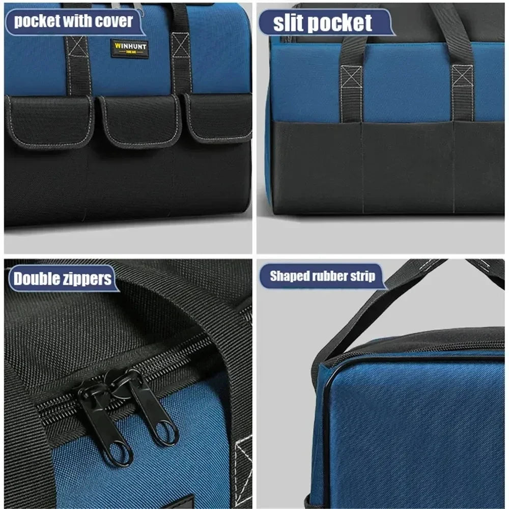 New Tool Bag with 30% More Capacity Waterproof Multi Pockets Tool Organizer Tool Pouch for Electrician Tools