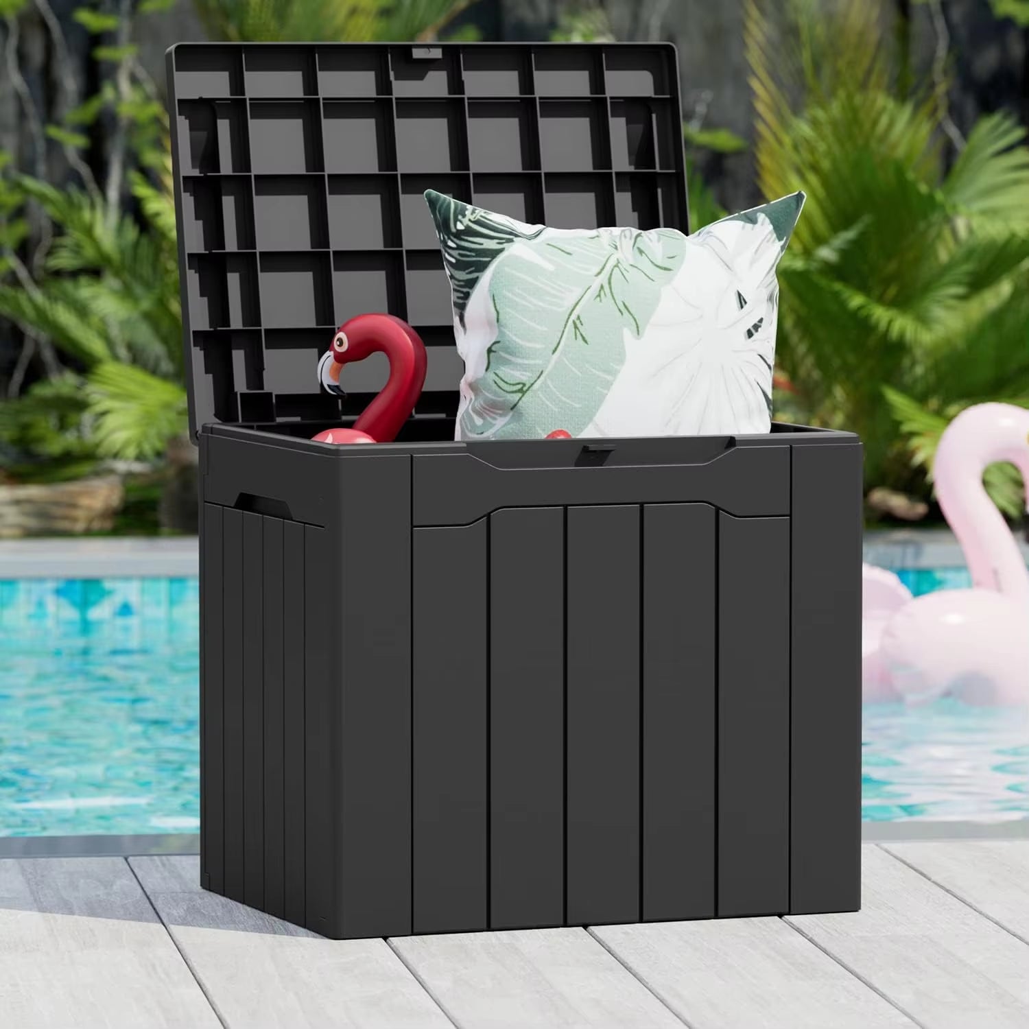 31 Gallon Resin Deck Box Large Outdoor Storage for Patio Furniture, Garden Tools, Pool Supplies, Weatherproof and UV Resistant