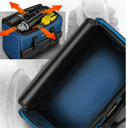 New Tool Bag with 30% More Capacity Waterproof Multi Pockets Tool Organizer Tool Pouch for Electrician Tools